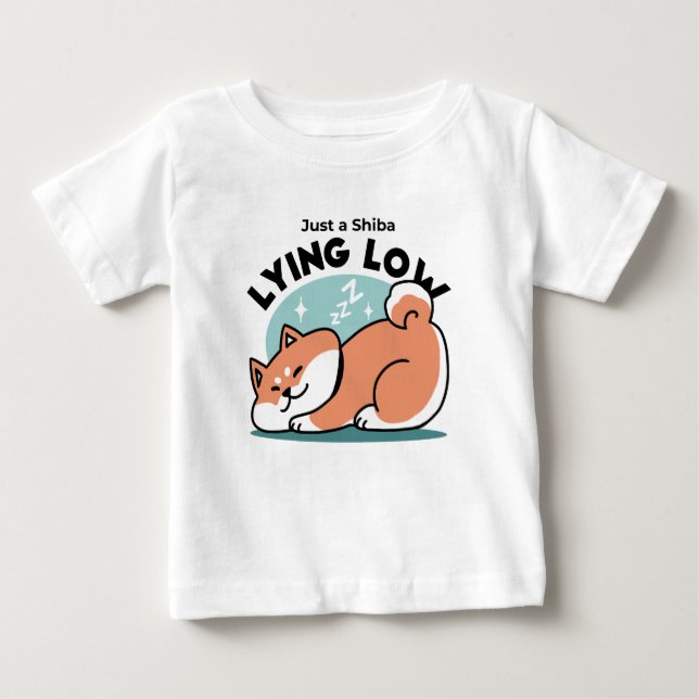 Relaxed Shiba Inu Art: Just a Shiba Lying Low Baby T-Shirt (Front)
