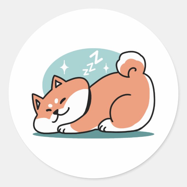 Relaxed Shiba Inu Art: Just a Shiba Lying Low Classic Round Sticker (Front)