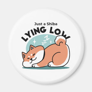 Relaxed Shiba Inu Art: Just a Shiba Lying Low Magnet