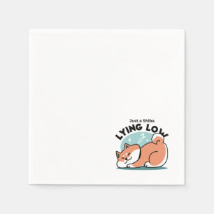 Relaxed Shiba Inu Art: Just a Shiba Lying Low Napkin