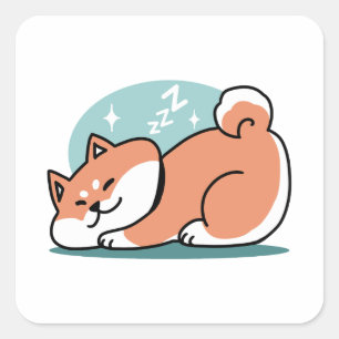 Relaxed Shiba Inu Art: Just a Shiba Lying Low Square Sticker