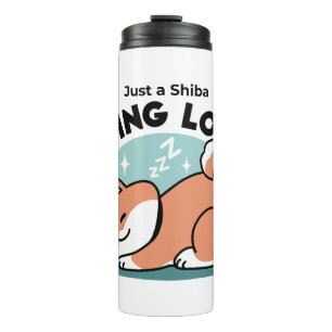 Relaxed Shiba Inu Art: Just a Shiba Lying Low Thermal Tumbler