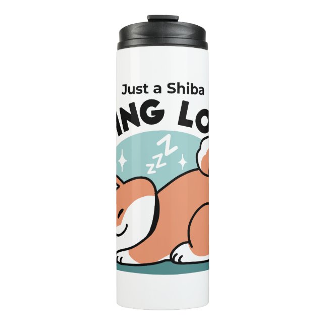 Relaxed Shiba Inu Art: Just a Shiba Lying Low Thermal Tumbler (Front)