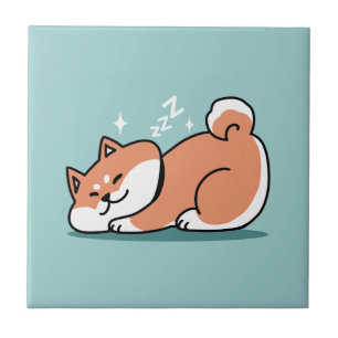 Relaxed Shiba Inu Art: Just a Shiba Lying Low Tile