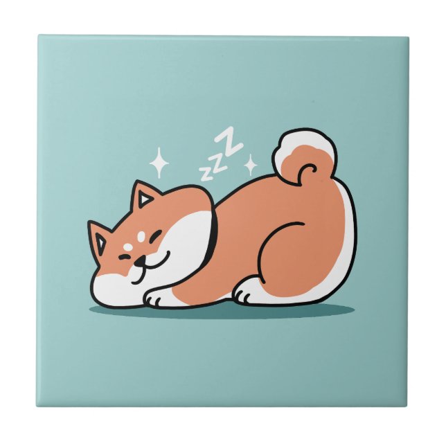 Relaxed Shiba Inu Art: Just a Shiba Lying Low Tile (Front)