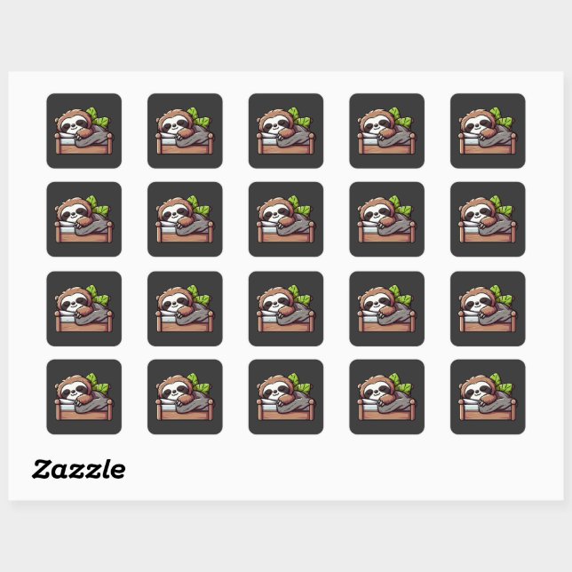 Relaxed Sloth - Comfy Cosy Nap Time Square Sticker (Sheet)