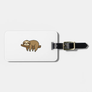 Relaxed Sloth on Branch Retro Logo Classic T-Shirt Luggage Tag