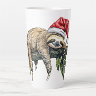 Relaxed Sloth with a Christmas hat 1 Latte Mug