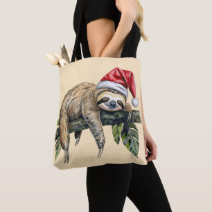 Relaxed Sloth with a Christmas hat 1 Tote Bag