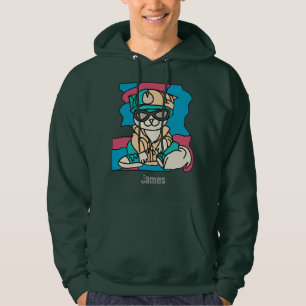 Relaxed Street Retro Cat funny Hoodie