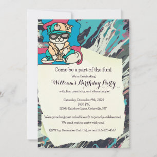 Relaxed Street Retro Cat Funny Invitation