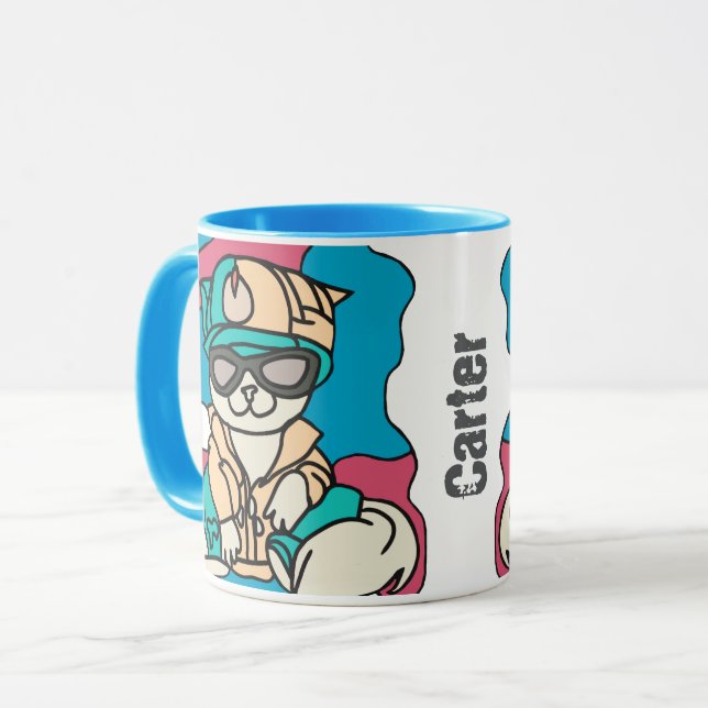 Relaxed Street Retro Cat | Funny Mug (Front Left)