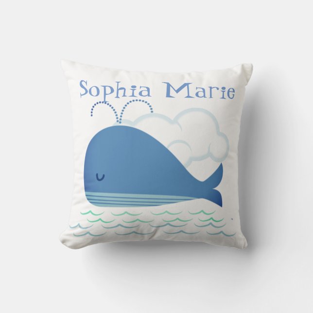 Relaxed Whale Throw Pillow (Front)