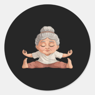 Relaxed Yoga Lance Art Mature Sporty Woman Classic Round Sticker
