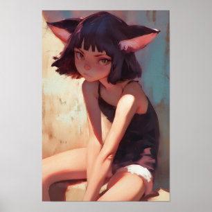 Relaxing Anthro Cat Poster