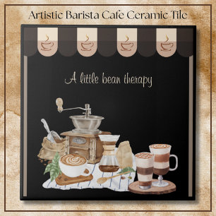 Relaxing Artistic Pour Over Barista Cafe Sign Tile