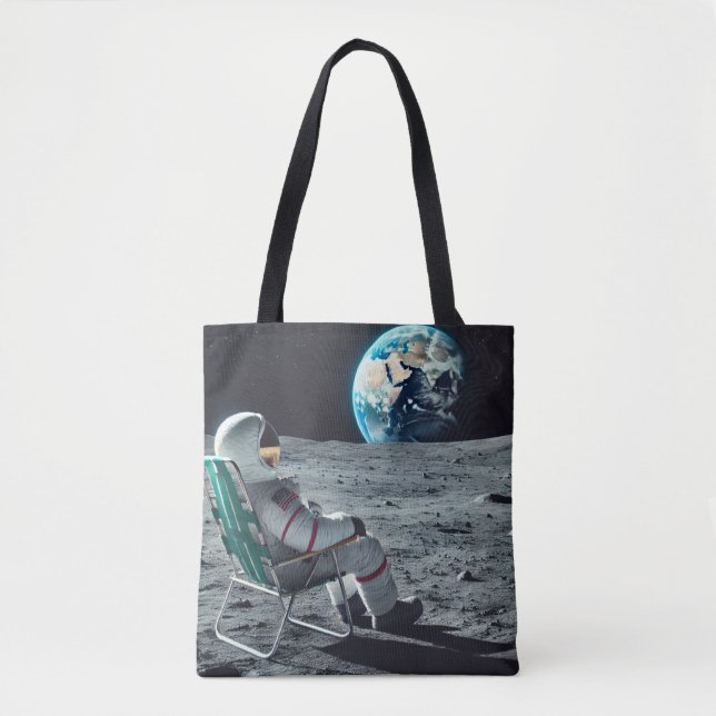 Relaxing Astronaut Tote Bag - Moon View  (Front)