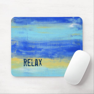 Relaxing Beach Blue Yellow Abstract Art Mouse Pad