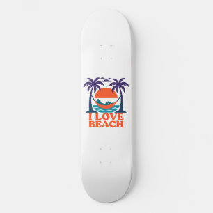 Relaxing beach hammock sunset design skateboard