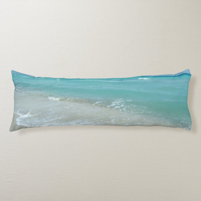 Relaxing Blue Beach Ocean Landscape Nature Scene Body Cushion (Front)
