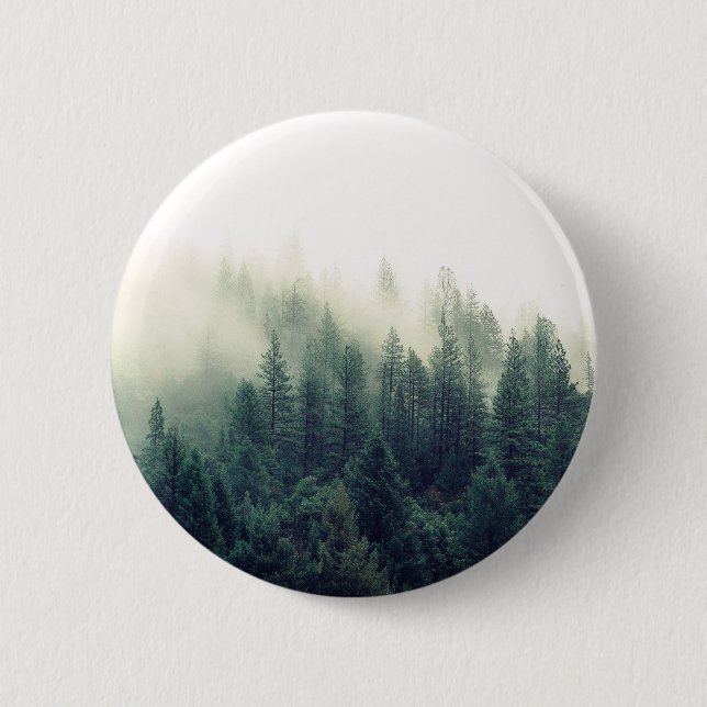 Relaxing Calming Foggy Forest Scene 6 Cm Round Badge (Front)