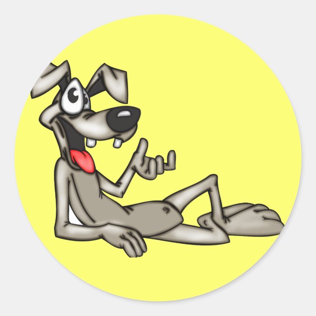 Relaxing Cartoon Dog Classic Round Sticker (Front)