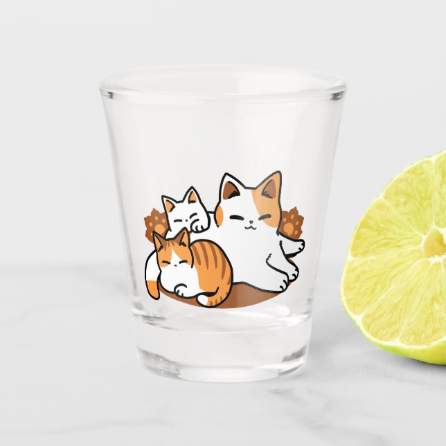 Relaxing Cat Art - 'Laze Furr Days' for Cat Lovers Shot Glass (Front)