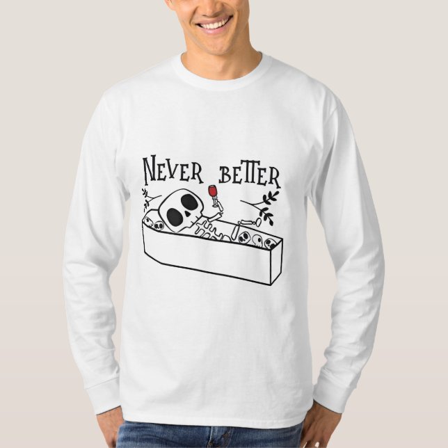Relaxing Coffin Skeleton T-Shirt (Front)