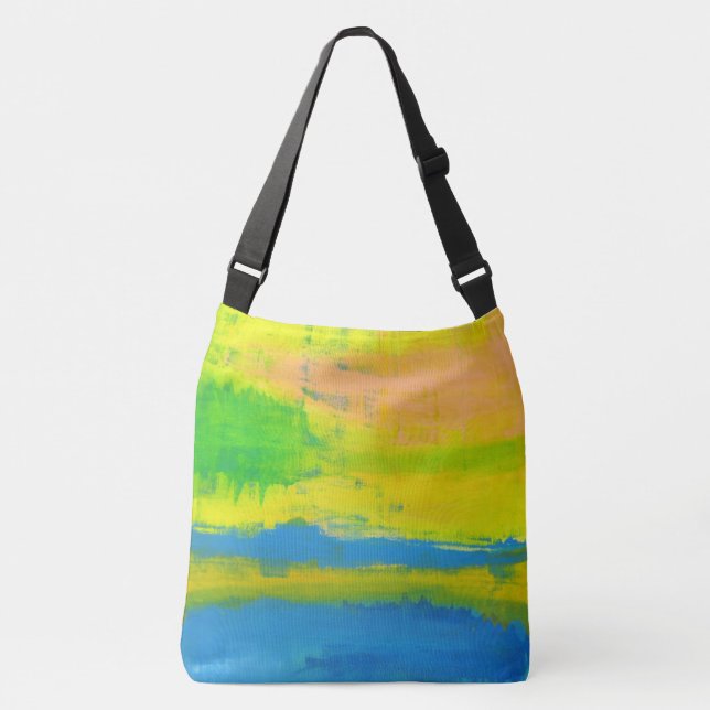 Relaxing Cool Sunny Yellow Coral Abstract Art Crossbody Bag (Front)