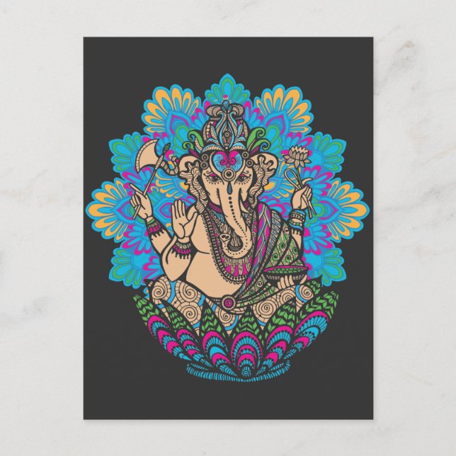 Relaxing Elephant Meditation Flower Buddhism Postcard (Front)