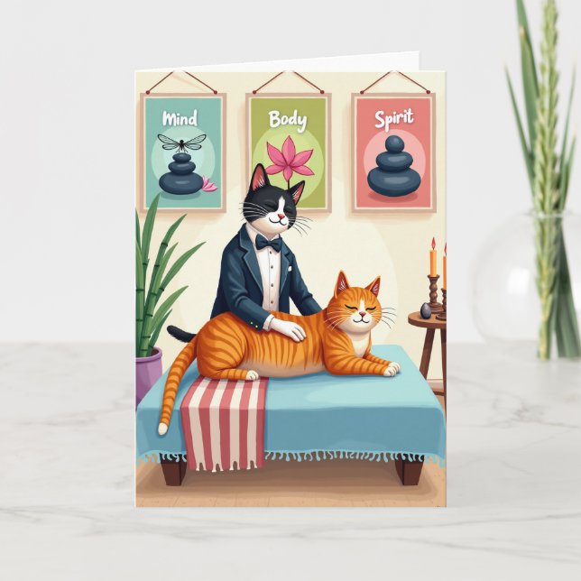 Relaxing Feline Birthday Card (Front)