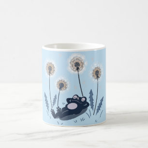 Relaxing Frog Among Dandelions Coffee Mug