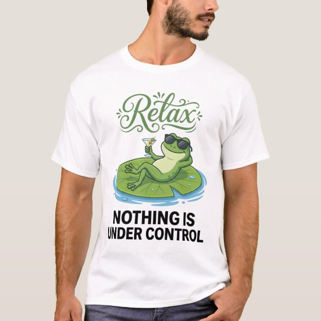 Relaxing Frog on Lily Pad T-Shirt (Front)