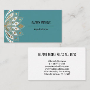 Relaxing Gold and Aqua Lotus Flower Business Card