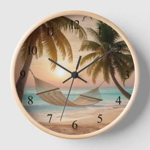 Relaxing Hammock on a Beach Clock