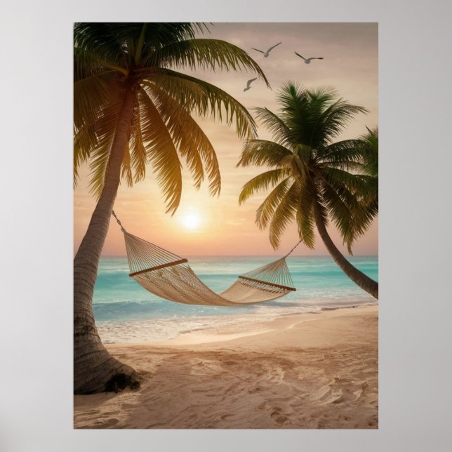 Relaxing Hammock on a Beach Poster (Front)