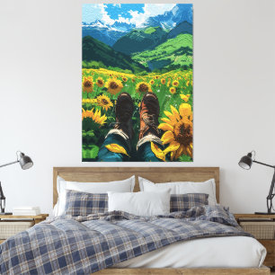 Relaxing in Sunflower Paradise Canvas Print