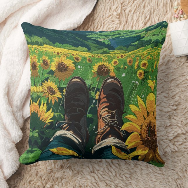 Relaxing in Sunflower Paradise Cushion (Blanket)