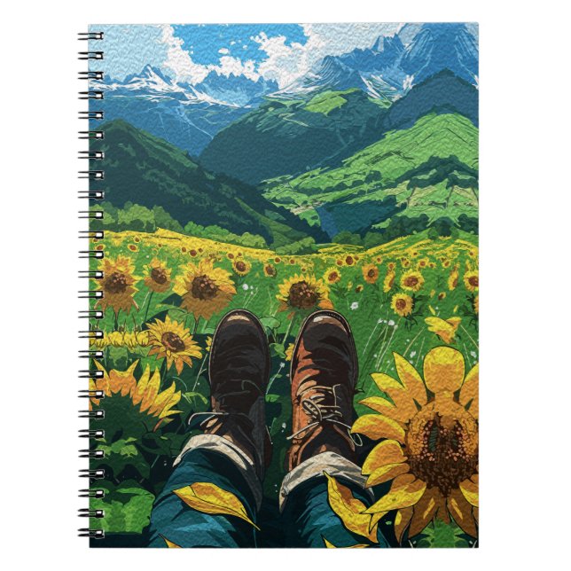 Relaxing in Sunflower Paradise Notebook (Front)