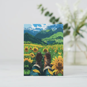 Relaxing in Sunflower Paradise Postcard