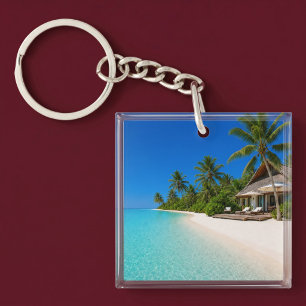 Relaxing Island Beach Key Ring