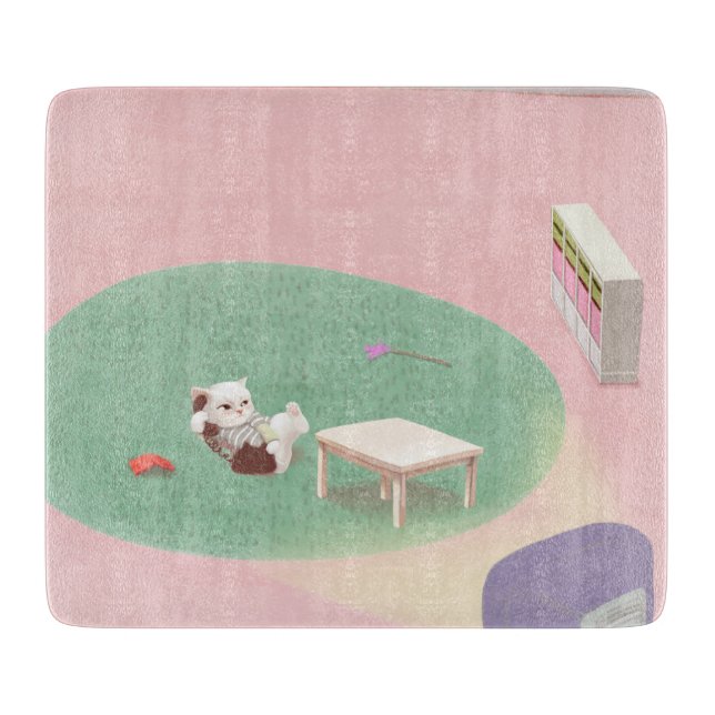Relaxing Kitten in Living Room Cutting Board (Front)