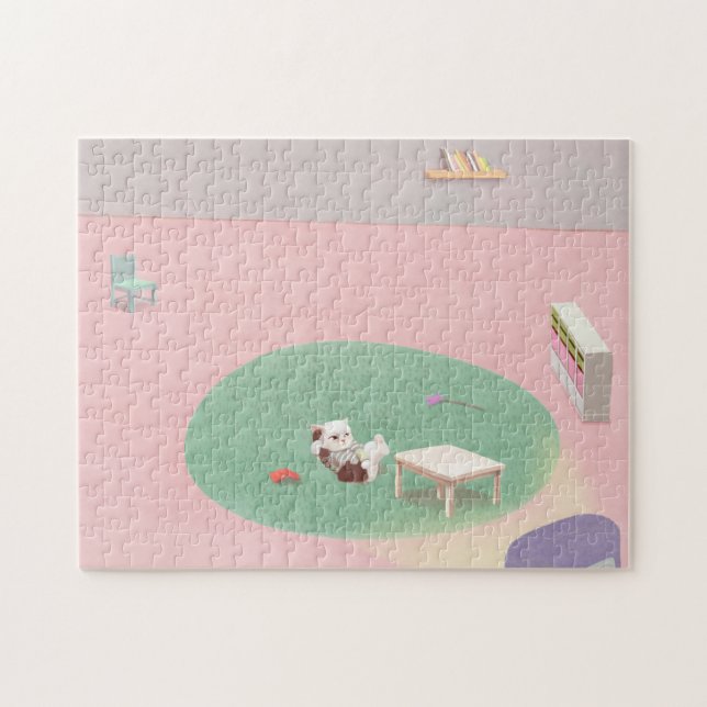 Relaxing Kitten in Living Room Jigsaw Puzzle (Horizontal)