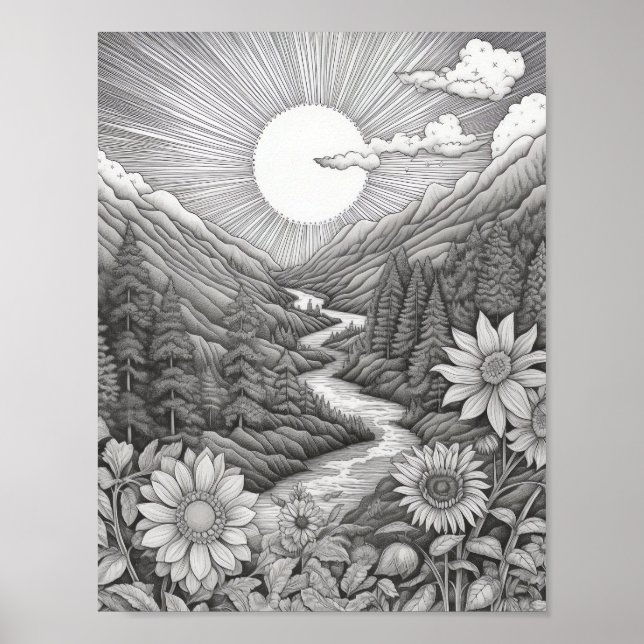 Relaxing Landscape Colouring Poster (Front)