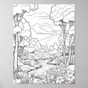 Relaxing Landscape Colouring Poster