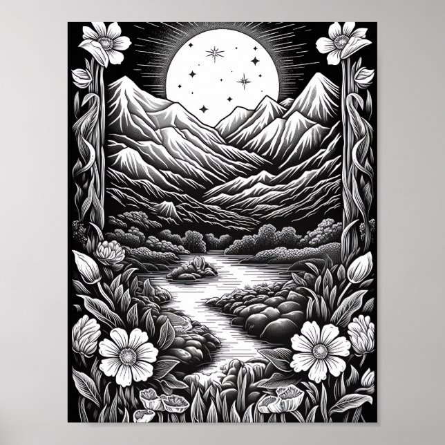Relaxing Landscape Colouring Poster (Front)