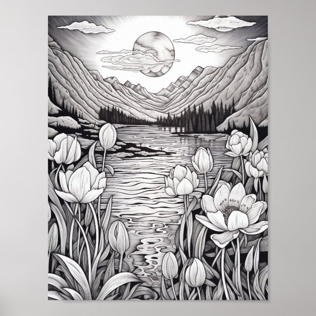 Relaxing Landscape Colouring Poster (Front)
