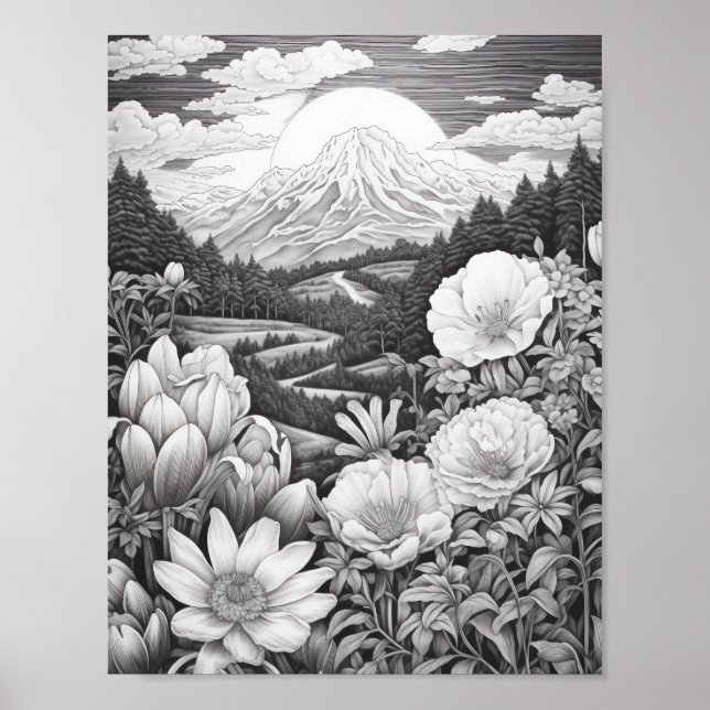 Relaxing Landscape Colouring Poster (Front)