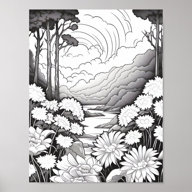 Relaxing Landscape Colouring Poster (Front)