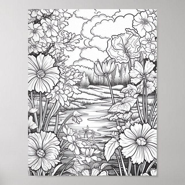 Relaxing Landscape Colouring Poster (Front)